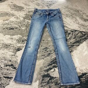 Silver Jeans Co. Y2K Aiko Bootcut Jeans Flared 26x31 Blue Denim Stretch Low Rise